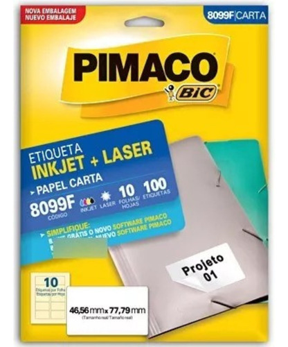 Etiqueta Ink-jet/laser Carta 46,5x77,8 8099f Pimaco