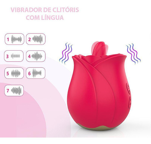Vibrador de clítoris en forma de rosa con lengua estimulante