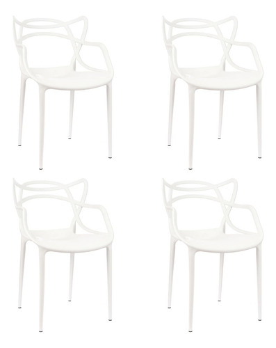 Kit 4 Cadeiras Allegra Para Mesa De Jantar Cozinha Jardim Estrutura Da Cadeira Branco Assento Branco