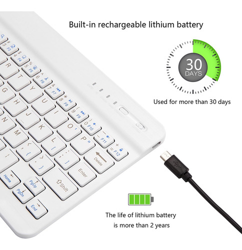 Teclado Inalambrico Español,recargable Bluetooth Wireless