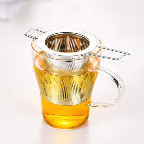 Filtro De Té Con Tapa De Acero Inoxidable Y Asas Metálicas