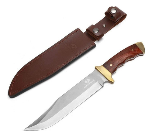 Cuchillo Mossy Oak 14'' Mango De Madera Y Funda De Cuero