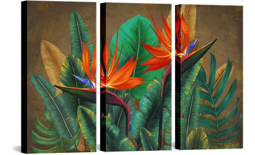 Fushvre 3 Piezas De Lienzo De Flores Tropicales, Arte De Par