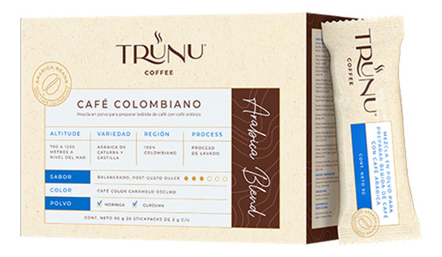 Trunu Café Colombiano, Cúrcuma, Moringa, Vitamina C