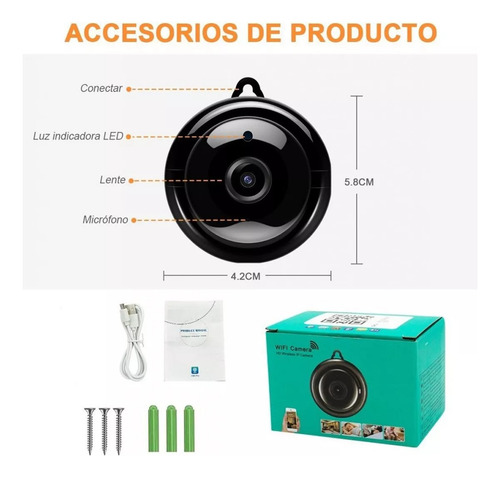 Mini Cámara Ip Smart Wifi Visión Nocturna 2mp 720p Negro