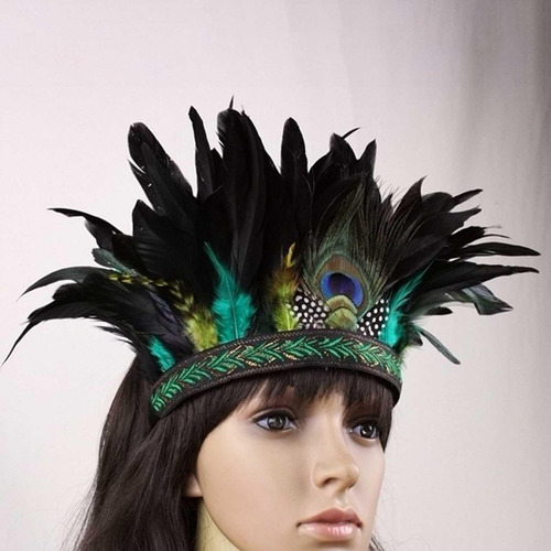 2x Tocados De Plumas Corona India Tocado Diadema Niños Azul