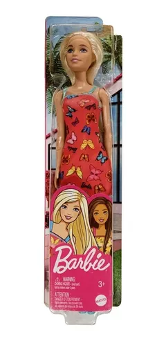 Caixa com 12 Unidades Boneca Barbie Loira Vestido Borboleta Mattel