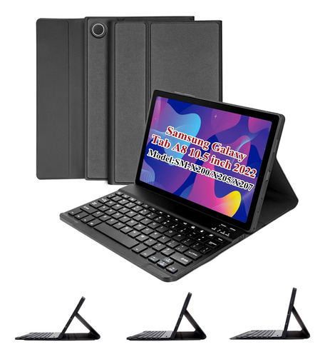 Funda Negra Soporte Teclado Inalambrico Para Galaxy Tab A8