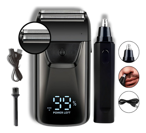 Barbeador Shaver Bivolt 5w Display Led Aparador Pelo Nariz