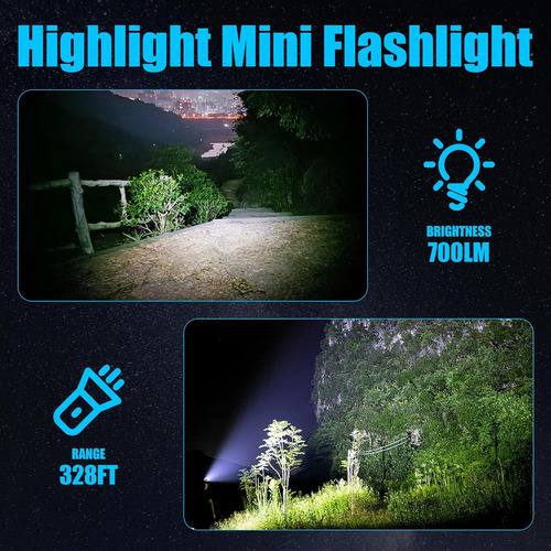Mini Linterna De Llavero Potente, 700 Lúmenes De Doble Lumen