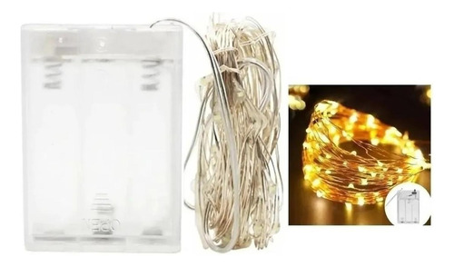 Luz Led Arroz Hada Alambre A Pilas 10 Metros