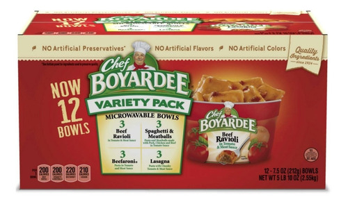 Spaghetti, Lasagna Chef Boyardee Variety Pack 12pz Importado