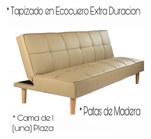 Futon Owen Cuero Sintetico Y Cromo Sillon Cama Outlet
