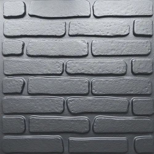 Placa 3d De Revestimento Pvc 50cm X 50 Cm Paredes E Tetos Cor Tijolo Rústico Preto