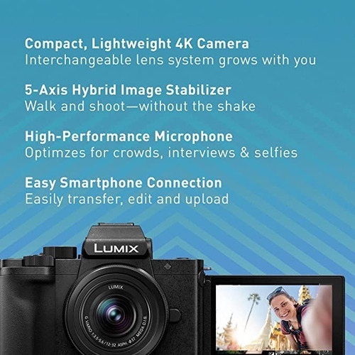 Cámara Panasonic Lumix G100 4k Mirrorless Lentes Intercambi
