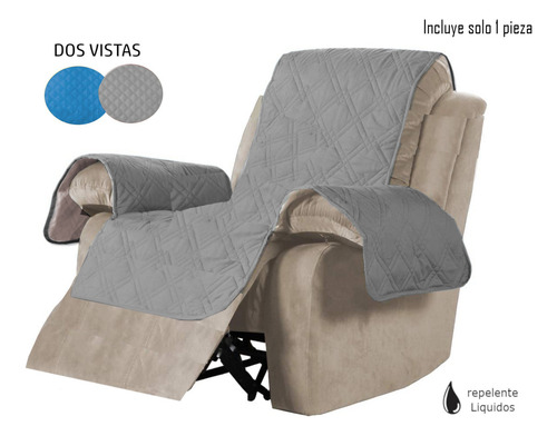 Funda Cubre Sillón Reposet Sillón Reclinable Azul 2 Vistas