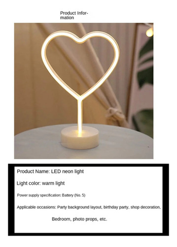 Luz Nocturna Led De Neón Con Forma De Corazón Y Amor Para Ni