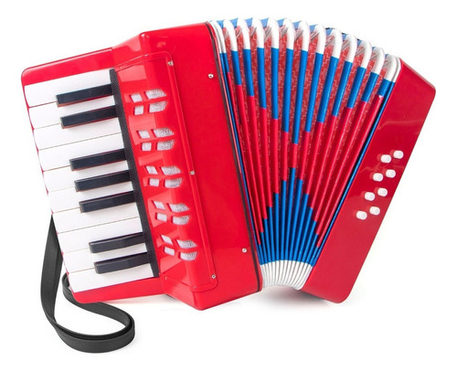 Acordeon Musical For Niño 17 Teclas 8 Bajos Rojo