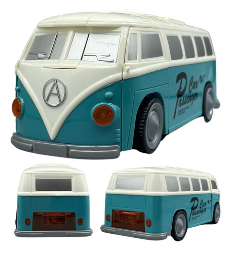 Carrinho Kombi Trasnforma Em Robô Com Controle Som E Luz Cor Azul Personagem Carro Transforme