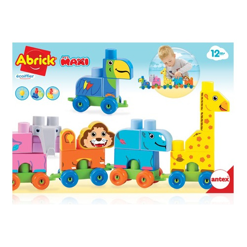 Animales En Bloques Maxi Tren Zoo Juego Encastre Antex