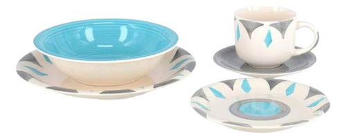 Juego 30pzs Ceramica Marianne Hallen Color Celeste