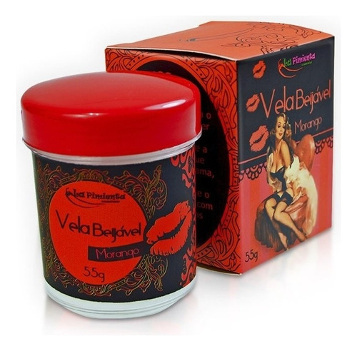 Vela Beijável Massagem Relaxante Morango 45g 