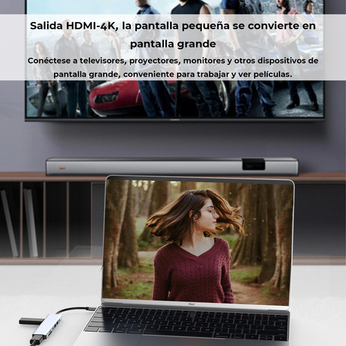 Tipo C Hub 8 En 1 Adaptador Usb C A Hdmi Con Ethernet