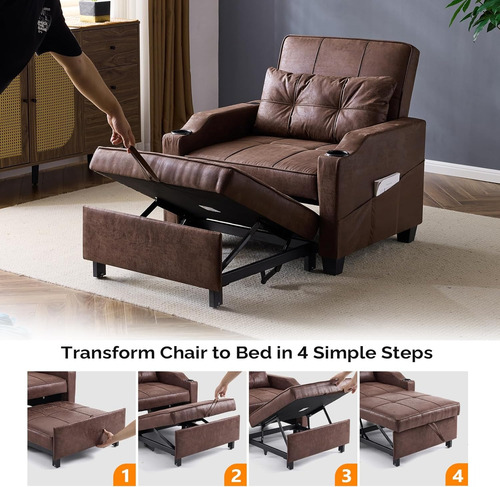 Sofa Cama Reclinable 3 En 1 Ajustable Puertos Usb Vingli