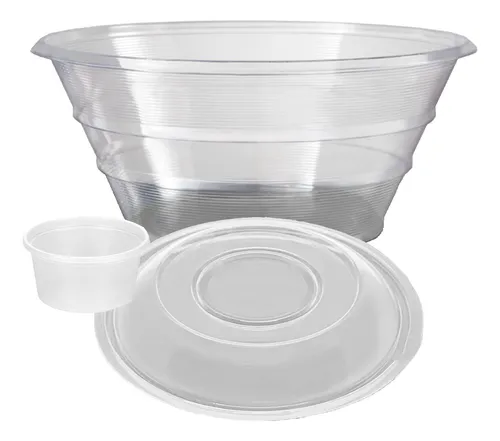 comprar Ensaladera Genoa Cristal Con Tapa Y Pote Dip 900cc. X 100u.