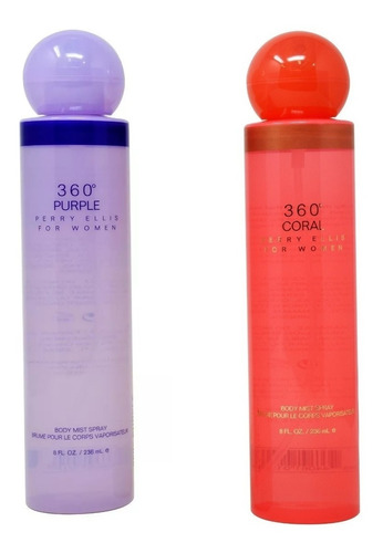 2 Perfume Body Mist Perry Ellis 360 Coral Y Purple 236ml C/u