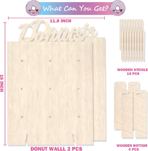 Soporte De Pared Para Donas, 2 Piezas De Soporte De Madera P