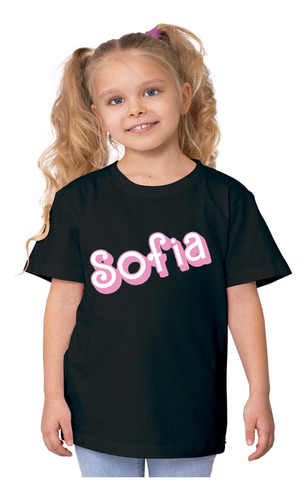 Remera Algodon Negra Barbie Girl Niña Nena Personalizada