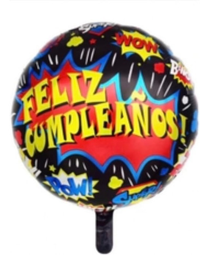 Globo Metalizado Auto Inflable Super Feliz Cumpleaños 14cm