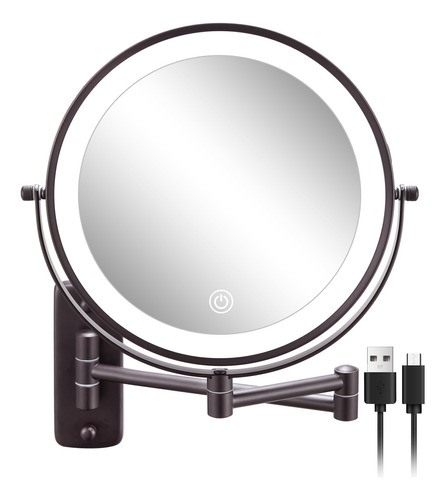 Espejo De Maquillaje Iluminado Doble Cara 1x/10x