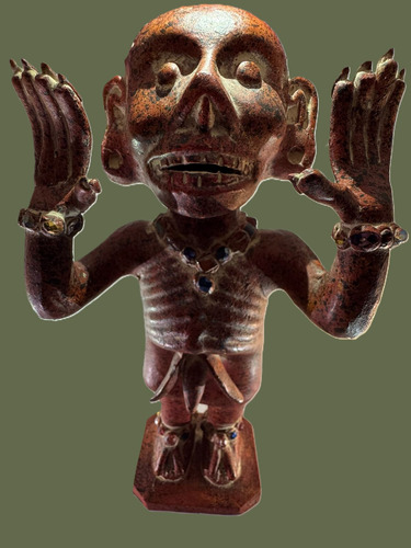Figura Azteca Mictlantecuhtli + Silvato De La Muerte