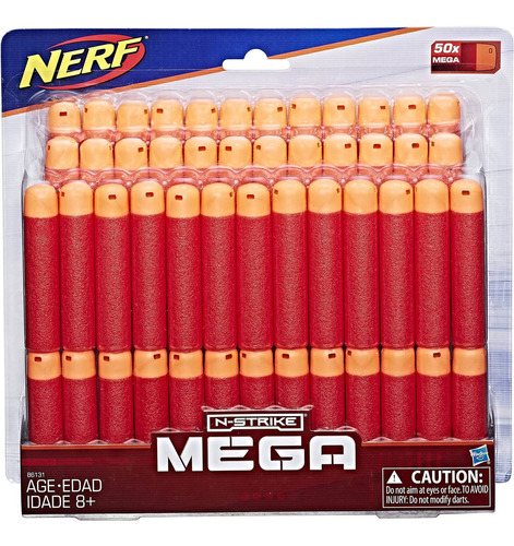 Paquete De 50 Dardos De Recarga Nerf N-strike Mega Dart 
