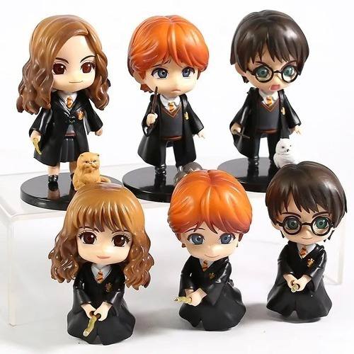 Imagen 1 de 3 de Figuras De Coleccion Harry Potter En Escoba 6 Unidades
