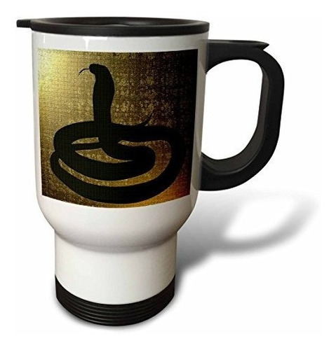 Taza De Viaje Con Estampado 3drose De Silueta De Cobra Negra