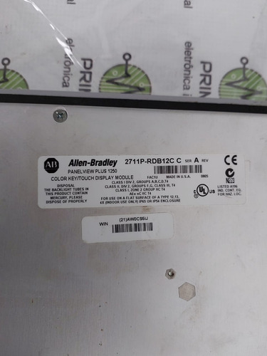 Allen Bradley 2711p-b12c4d6 Tela 2711p-rdb12c Cpu 2711-rp6 (Usado)