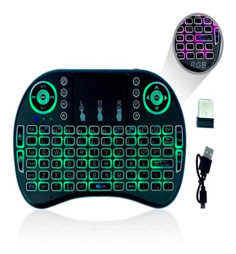 Mini Teclado Keyboard Led Tv + Receptor Bluetooth Inova Flex Teclado Preto