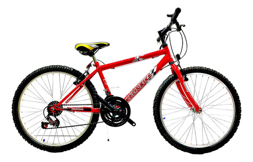 Mountain bike masculina Kelinbike Todoterreno R24 18v frenos v-brakes cambio Tough color rojo con pie de apoyo  