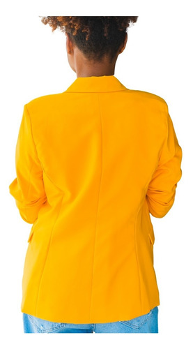 Imagem 2 de 4 de Blazer Fashion Alfaiataria Forrado Feminino Amarelo