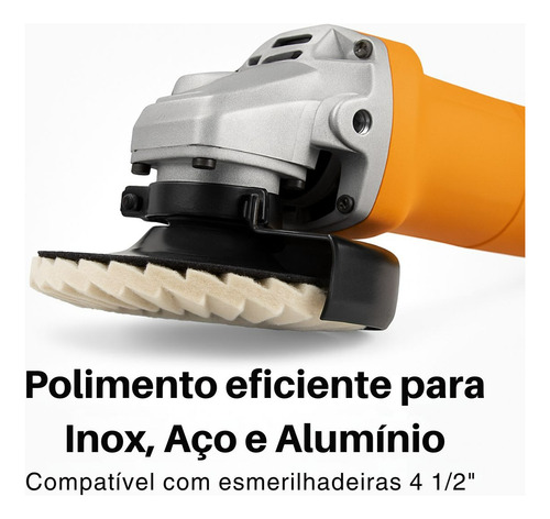 Par Disco Flap Feltro 115x22mm Polimento Espelhado Aço Inox