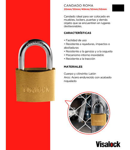 Candado Roma Visalock 50mm Arco