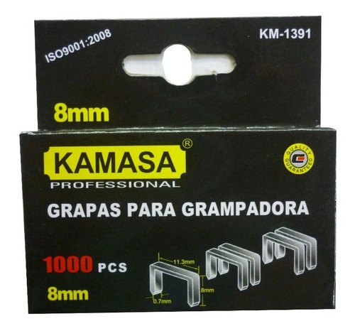 Grapas Metalicas Kamasa Para Grapadora 8 Mm 1000 Pcs