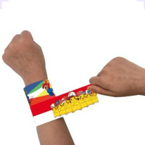 Kit 6 Pulseira Temática Pikachu Festa E Sua Turma Premium