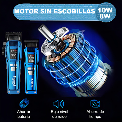 Máquina Cortar Cabello Kit De Cortadoras Profesional Kemei Km-2797 Inalámbrico 9000/8000 Rpm