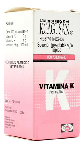 Koagusan Vitamina K Bovinos Caninos 50 Ml Andoci