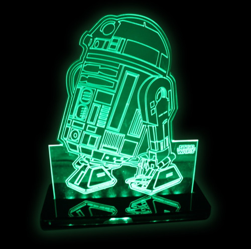 Imagem 2 de 9 de Luminária 3d - Robô Star Wars R2d2 Personagens - Verde