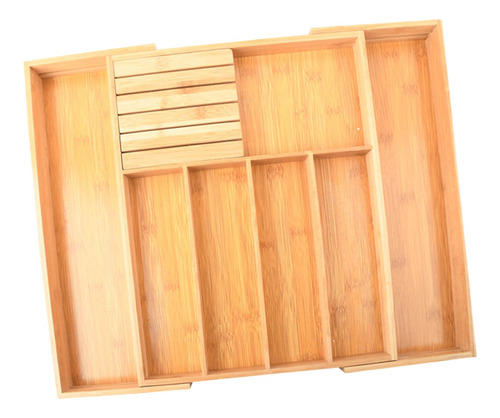 Bandeja De Cubiertos De Bambú Extensible Contenedor Cajón